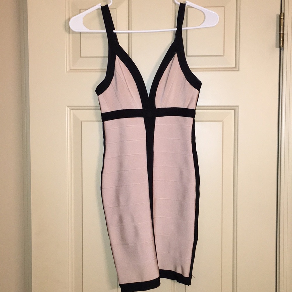 Champagne and black bodycon
